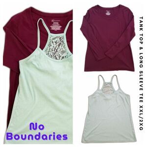 No Boundaries Bundle Teal Tank Top & Plum Long Sleeve Tee XXL/2XG 19